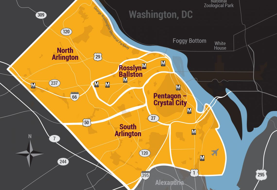 map of Arlington, VA